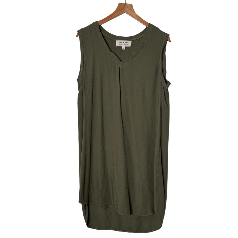Anthropologie Cloth and Stone Olive Green V-Neck Sleeveless Tunic Womens Medium